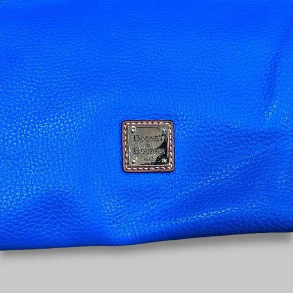 Dooney & Bourke Pebble Leather Hobo Bag – Electric Blue with Brown Tassel Strap - Picture 3 of 5